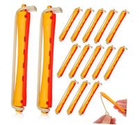Healvian 24 Pièces Kit de Tiges Permanente avec Élastique pour Cheveux Naturels Outils Coiffure Sécurisés pour Salon et Domicile Rouge et Jaune