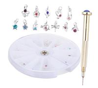 Healvian 24 pièces Kit Nail Art avec Breloques Pendentifs Alliage et Outil Perceur à Main pour Perçage Ongles DIY Décoration Style Personnalisé
