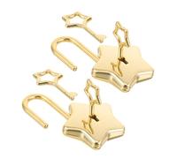 Healvian 2ensembles Mini Cadenas Étoile à Clé Lot De Cadenas Pour Carnet Agenda Verrou De Confidentialité Compact Doré Bricolage Voyage