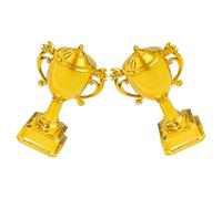 Healvian 2pcs Mini Coupe Trophée en Plastique Or pour Décoration de Gâteaux D'anniversaire, Utilisation Polyvalente et Sûre Contact des Aliments