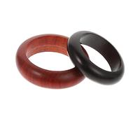 Healvian 2pièces Bague Bois Artisanale Anneaux Décoratifs Unisexes Vintage Accessoires Mains Simples Et Élégants Bois De Merisier Et Acajou Cadeau Pour Fête Et Quotidien