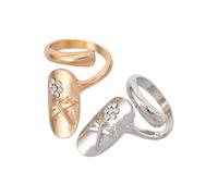 Healvian 2pièces Bagues Ongles Élégantes Rhinestone Pour Doigts Décoration Moderne Pour Nail Art Accessoires Femme Et Argent