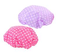 Healvian 2pièces Bonnet de Bain Réutilisable à Pois Double Épaisseur Élastique Imperméable Protection pour Cheveux Longs ou Courts Chez la Femme et Homme