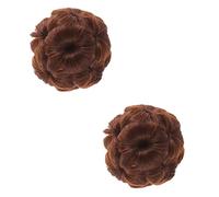Healvian 2pièces Chignon Élastique Pour Cheveux Accessoires De Coiffure Extensions De Queue De Cheval Chignon Naturel Synthétique Rouge