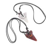 Healvian 2pièces Collier Dent De Requin Pour Homme Résine Avec Pendentif Ajustable Accessoire De Plage Décoration De Cou