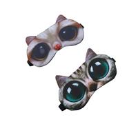 Healvian 2pièces De Sommeil Coton Avec Motif De Chat Occlusif Et Apaisant Pour Yeux Chat Blusher Gris Foncé