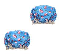 Healvian 2pièces Double Couche Bonnet De Imprimé Étanche Pour Femmes Et Filles Modèle Cerise Accessoire Pratique Pour Spa Et Soins Personnels