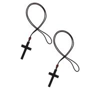 Healvian 2pièces Lot de Pendentifs Croix Catholique Bois Bijoux de Prière Unisexes Collier Crucifix pour Église Rassemblements Religieux