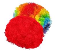 Healvian 2pièces Perruque De Clown Arc-ciel Perruque Afro Pour Adultes Courte Style Cosplay Déguisement Soirée Thème Rétro