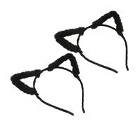 Healvian 2pièces Serre-tête Oreilles De Chat Noir Lot De Accessoires De Cosplay Pour Halloween Bandeau Peluche Doux Et Confortable