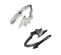 Healvian 3 Ensembles Bague Ailes Noires Et Blanches Bijoux Branché Hommes Cuticule Bouton Valentines Day present Couple present Anneau Bague D'amant De Mode Bague Décorative Cuivre 2 Pièces * 3