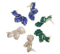 Healvian 3 paires Boucles Oreilles Femmes Pétales Irréguliers Bijoux Floraux Épais Colorés Verts Bleus Blancs pour Anniversaire Fête ou Usage Quotidien