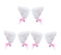 Healvian 3 Paires Pinces Cheveux Oreilles de Chat Cosplay Longues Blanche Rose Barrette Halloween Costume Fête Accessoire Adorable et Original pour