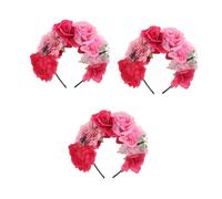 Healvian 3 Pièces Butterfly Headband With Artificial Flowers Lightweight Floral Crown For Adults Mexican Day Of The Dead Inspired Party Accessory Boho Style Hairband For Halloween And