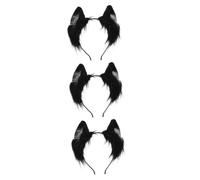 Healvian 3 Pièces Cat Ears Headband Plush Realistic Animal Ears For Women Soft Lolita Style Hairband For Halloween Cosplay And Skincare Routine Accessory