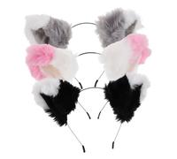 Healvian 3 Pièces Cat Ears Headbands For Fluffy Plush Kitten Hair Accessories Comfortable Soft Cloth For Cosplay Halloween Party And Daily Wear
