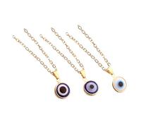 Healvian 3 pièces Collier Mauvais Œil Bleu Turc avec Pendentif Verre à Bord Doré Chaîne Métallique pour Femme Accessoire de Protection le Mauvais Sort Couleur Aléatoire Couleur Aléatoire