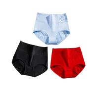 Healvian 3 pièces Culottes Femme Postnatales Haute Coton Lot de XXL Noir Bleu Rouge Slip Gainant Respirant Confortable pour Maternité