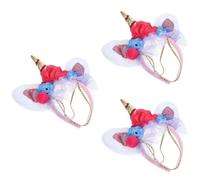 Healvian 3 Pièces Diadème Licorne Fête avec Fleurs Tulle Accessoire de Costume Halloween Pratique et pour Événements Festifs et Photographies