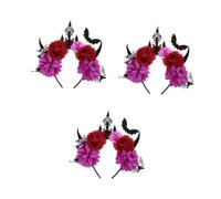 Healvian 3 Pièces Halloween Headband Demon Horns With Bat Flower Design Lightweight Halloween Hair Accessory For Women And Party Cosplay Costume Decoration