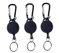Healvian 3 pièces Porte Clés Rétractable avec Robuste Ceinture Pratique pour Badge pour Sport et Extérieur Noir
