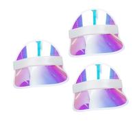 Healvian 3 Pièces visière Chapeaux pour Enfants Chapeau de Soleil Large Paille Casquettes de Soleil Maman UV Visiere Casquette Creme Solaire Chapeau de Sport pour Enfants Casquette Rose PVC