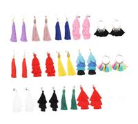 Healvian 30pièces Boucles Oreilles Pendantes Rondes Tissu Lot De Boucles Oreilles Vintage à Bijoux
