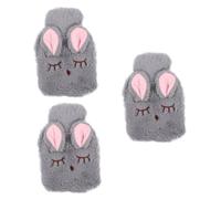 Healvian 3ensembles Bouillotte Grise Avec Couvre-détonant à Eau Chaude Amusant Pour Mains Hiver Accessoire Douillet Pour Famille Et