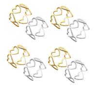 Healvian 4 Ensembles Bague Ouverte D'amour Anneau Bagues Féminines Bague Coeur Bagues Minimalistes Pour Femmes Bague Femme Femmes Bagues Sonneries De Couples Cuivre 2 Pièces * 4