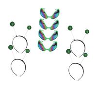 Healvian 4 ensembles Set de Accessoires Lunettes Vertes et Cerceaux Cheveux Festifs pour Fête Costume Mascarade et Photobooth Couleur Aléatoire Couleur Aléatoire