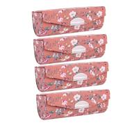 Healvian 4 pièces Boîte Rangement Cosmétique Lot Étui Lipstick Storage Case Floral avec Miroir Organisateur Maquillage Portable pour et Fermeture Bouton Femme
