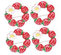 Healvian 4 Pièces Broche Fraise Épingle Châle Foulard Écharpe Broche Esthétique De La Alliage