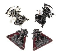 Healvian 4 Pièces Broches Oiseaux Émail Punk Badges Corbeau Série Médecin Peste Accessoires Costume et Durables pour Halloween et Déguisements Cowboy