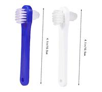 Healvian 4 pièces Brosse à Dentier Outil de Nettoyage Doux avec Double Tête pour Prothèses Dentaire Blanc et Bleu