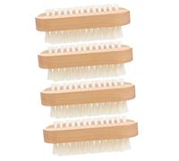 Healvian 4 Pièces Brosse à Ongles Bois Naturel Set De Brosses Nettoyantes Pour Ongles à Poils Souples