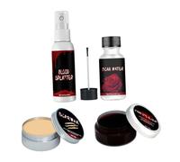 Healvian 4 pièces Kit Maquillage Spécial avec Cire Cicatrice et Faux pour Halloween Carnaval Scènes et Fêtes à Thème