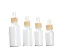 Healvian 4 Pièces Lot de Flacons Verre Subpackaging avec Pipette Caoutchouc Blanc Nacré Rechargeables et Portables pour Huiles Essentielles et Cosmétiques de Voyage