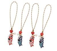 Healvian 4 Pièces Ornement pendentif drapeaux carpes pendentifs suspendus clés breloque drapeaux carpe porte-clés à breloques suspendues breloque porte-clés alliage rouge