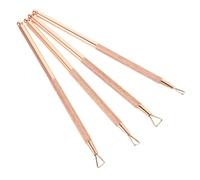 Healvian 4 Pièces Outil Manucure Acier Inoxydable Éplucheur Cuticules Triangle Grattoir Gel Remover Pousseur Ongles pour Salon Beauté Rose Doré
