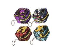 Healvian 4 pièces Pochette à Sequins Mini Sac à Main Zippé pour Femme Petit Portefeuille Stereoscopic de Stockage pour et Accessoires Couleur Aléatoire Couleur Aléatoire Couleur Aléatoire
