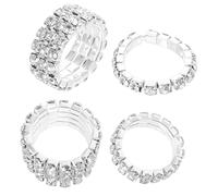 Healvian 4 pièces Set de Bagues Femme Alliage avec Rangées de Étincelants Anneaux Empilables Légers pour Mariage et Usage Quotidien