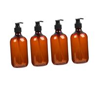 Healvian 4 pièces Set de Flacons Cosmétiques Marron Antidérapants et Étanches Bouteilles Rechargeables pour Voyage et Usage Quotidien