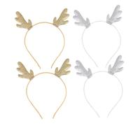 Healvian 4 Pièces -tête en bois de Noël couvre-chef en bois de renne cerceau de cheveux de de noël genre hair band mignonette déguisement enfant cerceau de cheveux en de cerf