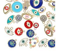 Healvian 40 Pendentifs Œil Maléfique en Alliage Breloques Décoratives pour Colliers et Boucles D’Oreilles Éléments DIY Légers et Compacts Création Bijoux Personnalisés 40 Pièces