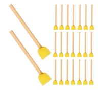 Healvian 40 Pinceaux Éponge Ronds Jaunes 15 CM avec Manche en Bois - Ensemble 40 Pièces pour Peinture Garçon et Filles Loisirs Créatifs Aquarelle et Acrylique Outil Artistique Facile à