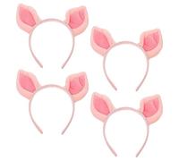 Healvian 4pièces Bandeau Tête Peluche Animaux Avec Oreilles De Cochon Accessoire De Cosplay Pour Halloween Carnaval Et Fêtes De Rose Doux