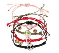 Healvian 4pièces Bracelet Chat Maneki Neko Céramique Avec Breloque Chance Sur Corde Tressée Réglable Bijoux Pour Filles