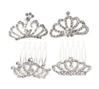 Healvian 4pièces Couronne De Peigne Pour Fille Diadème Miniature Lot Pour Fête Anniversaire Bal De Promo