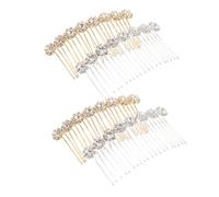 Healvian 4pièces Lot De Peignes à Cheveux Décoratifs Avec Strass Et Fleurs Barrettes Pour Coiffure De Mariage Accessoires Argent Et or Pour Femmes Et Filles