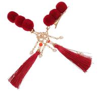 Healvian 4pièces Pinces à Cheveux pour Filles Motif Pompon Chinois Style Hanfu Traditionnel Accessoires de Coiffure Mignons pour Nouvel An Asiatique Lot de Pinces